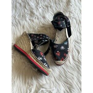 Diane Von Furstenberg DVF Size 7 Fabric Floral Print Espadrille Wedges Old Money